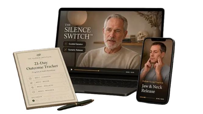 The full Silence Switch system: the two guided sessions and the Kettle Journal, shown together as a product bundle.
